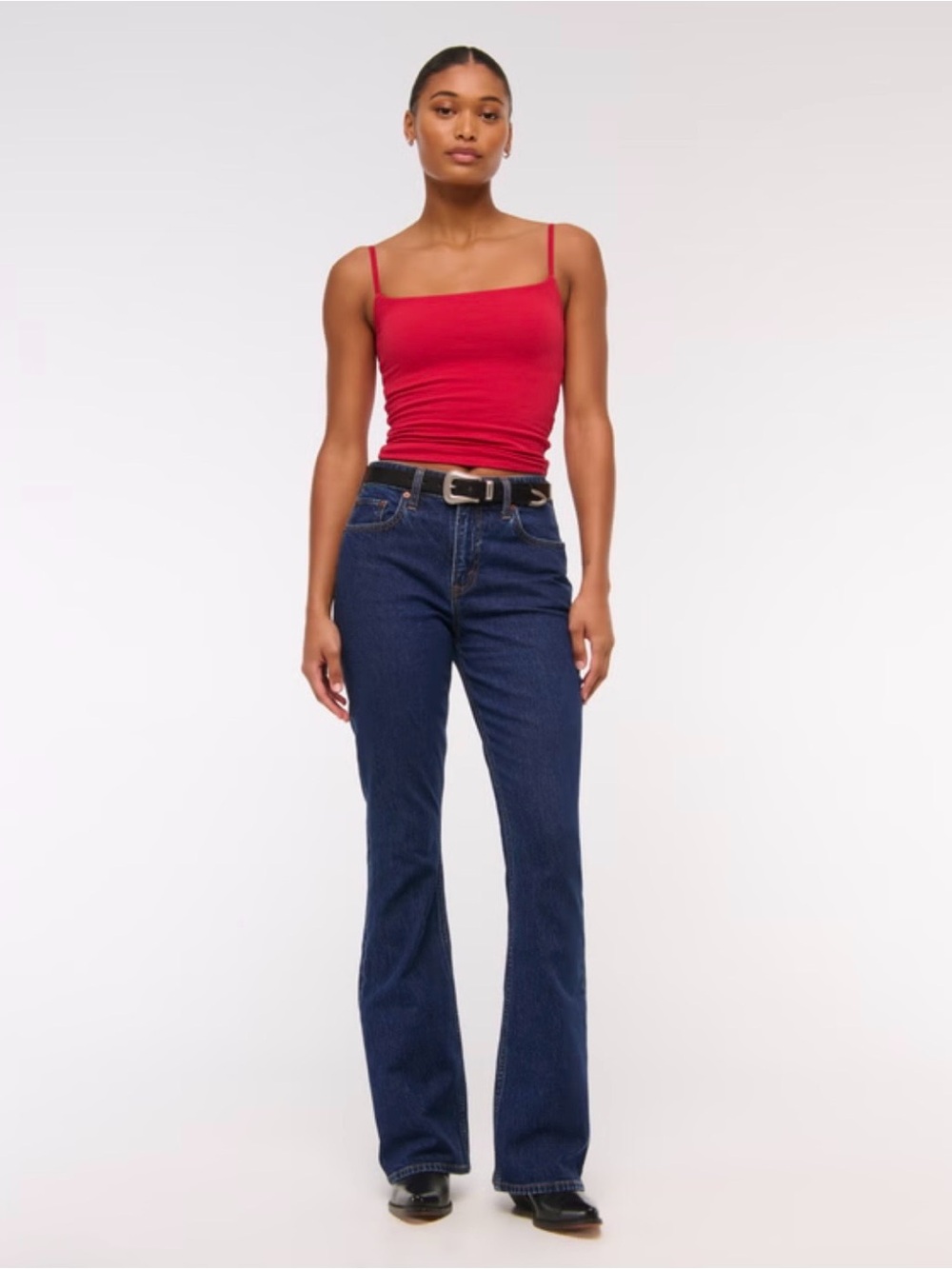 Abercrombie Women’s Dark Blue Mid-Rise Bootcut Jean